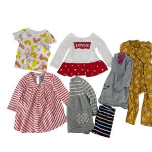 12 month baby girl lot Gap Levis Tea pajamas outfit dress 8 pieces
